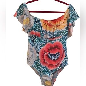 woman’s one piece‎ bright floral swimsuit, size medium